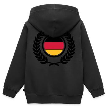 Deutschland (Flagge & Lorbeerkranz) - Kinder Premium Organic Zip Hoodie - Schwarz - Hinten - AI Model Kid Male (0cm)