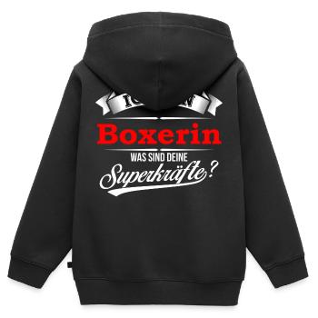 Boxer Boxerin Boxen Boxing Boxkampf Kampfsport - Kinder Premium Organic Zip Hoodie - Schwarz - Hinten - AI Model Kid Male (0cm)
