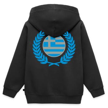 Griechenland (Flagge & Lorbeerkranz) - Kinder Premium Organic Zip Hoodie - Schwarz - Hinten - AI Model Kid Male (0cm)