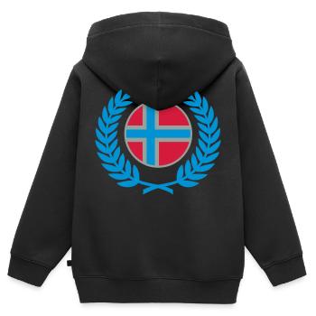 Norway (flag & laurel wreath) - Kids Premium Organic Zip-up Hoodie - black - Back - AI Model Kid Male (0cm)