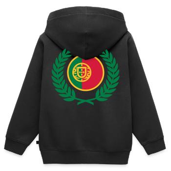 Portugal (Flagge & Lorbeerkranz) - Kinder Premium Organic Zip Hoodie - Schwarz - Hinten - AI Model Kid Male (0cm)