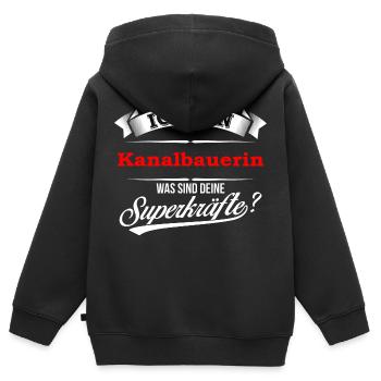 Kanalbauer Kanalbauerin Kanal Abwasser Tiefbau - Kinder Premium Organic Zip Hoodie - Schwarz - Hinten - AI Model Kid Male (0cm)