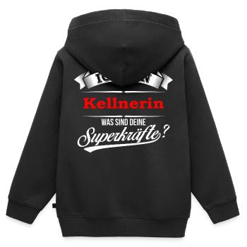 Kellner Kellnerin Serviererin Bewirtung Gasthaus - Kinder Premium Organic Zip Hoodie - Schwarz - Hinten - AI Model Kid Male (0cm)