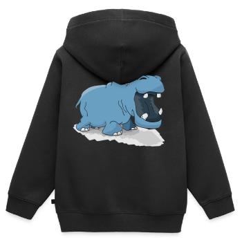 Nielpferd - Kinder Premium Organic Zip Hoodie - Schwarz - Hinten - AI Model Kid Male (0cm)