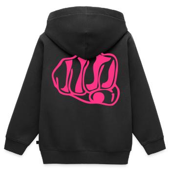 emissions fist clenched fist Close2 - Kids Premium Organic Zip-up Hoodie - black - Back - AI Model Kid Male (0cm)