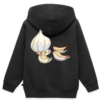 Knoblauch - Kinder Premium Organic Zip Hoodie - Schwarz - Hinten - AI Model Kid Male (0cm)