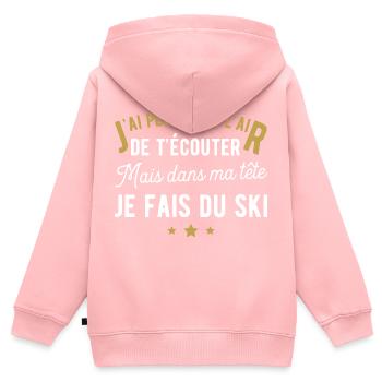Je fais du ski humour - Sweat Premium à capuche zippé enfant bio - rose - Dos - AI Model Kid Female (0cm)