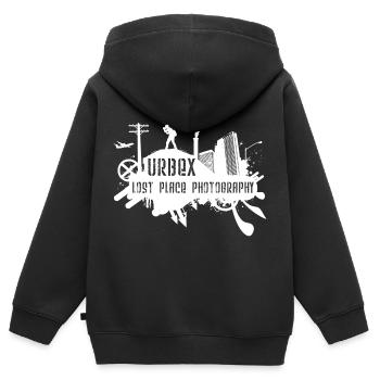 Lost Place Photography White - Kinder Premium Organic Zip Hoodie - Schwarz - Hinten - AI Model Kid Male (0cm)