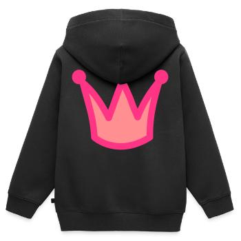 Princesses Couronne Rose - Sweat Premium à capuche zippé enfant bio - noir - Dos - AI Model Kid Male (0cm)
