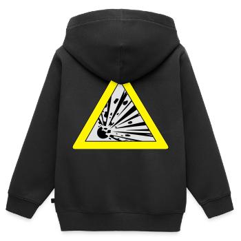 Trafic signe explosion - Sweat Premium à capuche zippé enfant bio - noir - Dos - AI Model Kid Male (0cm)