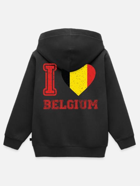 Belgique Coupe du Monde de Fan de Cadeau de Football - Sweat Premium à capuche zippé enfant bio - noir