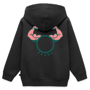 Arm Arm Muskel Bodybuilding logo2 - Kinder Premium Organic Zip Hoodie - Schwarz - Hinten - AI Model Kid Male (0cm)