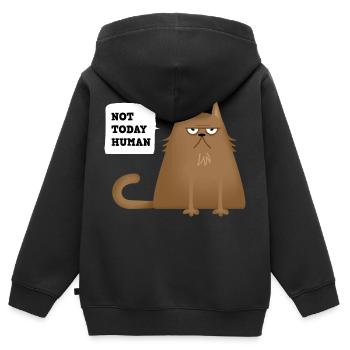 not today cat - Kinder Premium Organic Zip Hoodie - Schwarz - Hinten - AI Model Kid Male (0cm)