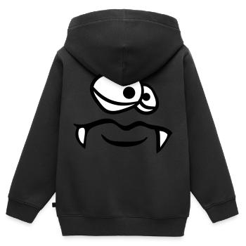 gesicht kopf monster lustig boese gefaehrlich clip - Kinder Premium Organic Zip Hoodie - Schwarz - Hinten - AI Model Kid Male (0cm)