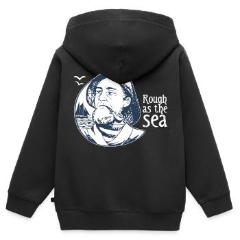 seaman - Kinder Premium Organic Zip Hoodie - Schwarz - Hinten - AI Model Kid Male (0cm)