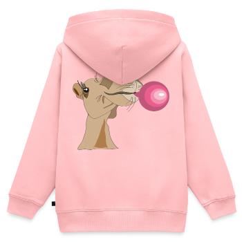 Kameldame mit Kaugummi - Kinder Premium Organic Zip Hoodie - Rosa - Hinten - AI Model Kid Female (0cm)