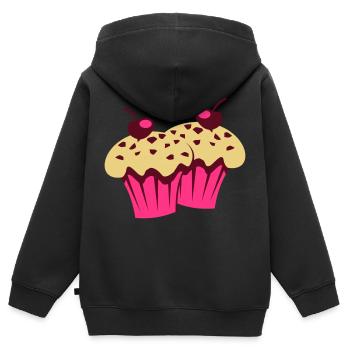 backfrische Muffins - Kinder Premium Organic Zip Hoodie - Schwarz - Hinten - AI Model Kid Male (0cm)