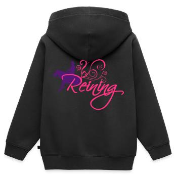 Reining Motif Curseur - Sweat Premium à capuche zippé enfant bio - noir - Dos - AI Model Kid Male (0cm)