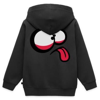 Crazy Comic Face - Sweat Premium à capuche zippé enfant bio - noir - Dos - AI Model Kid Male (0cm)