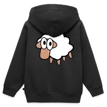 Troupeau de moutons Troupeau de laine cadeau sucré - Sweat Premium à capuche zippé enfant bio - noir - Dos - AI Model Kid Male (0cm)