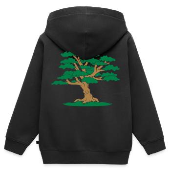 wald comic blaetter aeste baum garten gaertner blu - Kinder Premium Organic Zip Hoodie - Schwarz - Hinten - AI Model Kid Male (0cm)