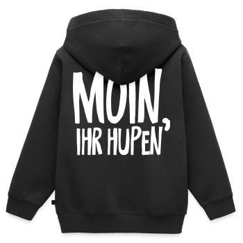 moin ihr hupen - Kinder Premium Organic Zip Hoodie - Schwarz - Hinten - AI Model Kid Male (0cm)