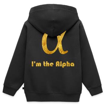 alpha - Sweat Premium à capuche zippé enfant bio - noir - Dos - AI Model Kid Male (0cm)
