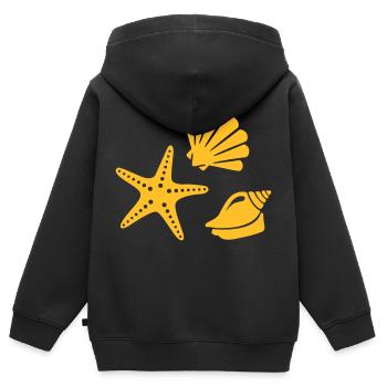 Muschel - Kinder Premium Organic Zip Hoodie - Schwarz - Hinten - AI Model Kid Male (0cm)