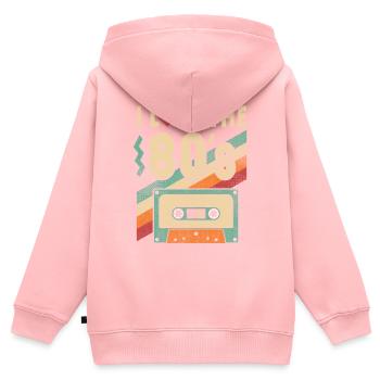Chemise des années 80 que j’aime les années 80 - Vêtements femmes et hommes - Sweat Premium à capuche zippé enfant bio - rose - Dos - AI Model Kid Female (0cm)