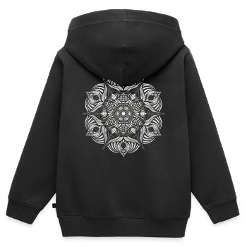 Mandala - Sweat Premium à capuche zippé enfant bio - noir - Dos - AI Model Kid Male (0cm)
