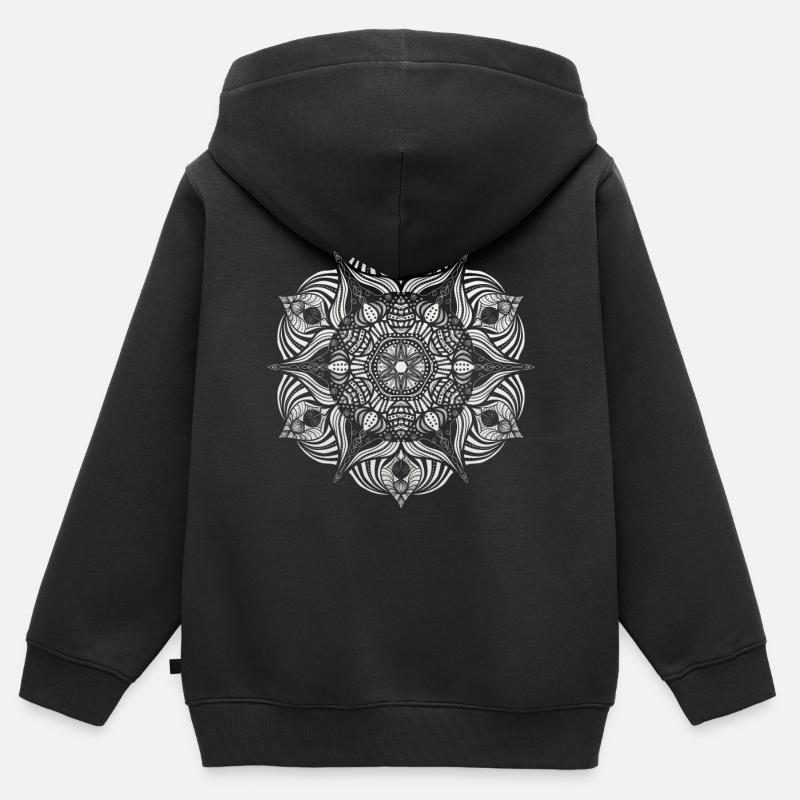 Mandala - Kids Premium Organic Zip-up Hoodie - black