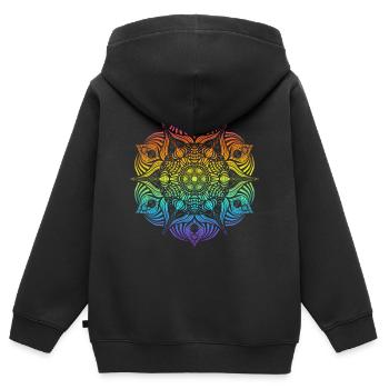 Mandala - Sweat Premium à capuche zippé enfant bio - noir - Dos - AI Model Kid Male (0cm)