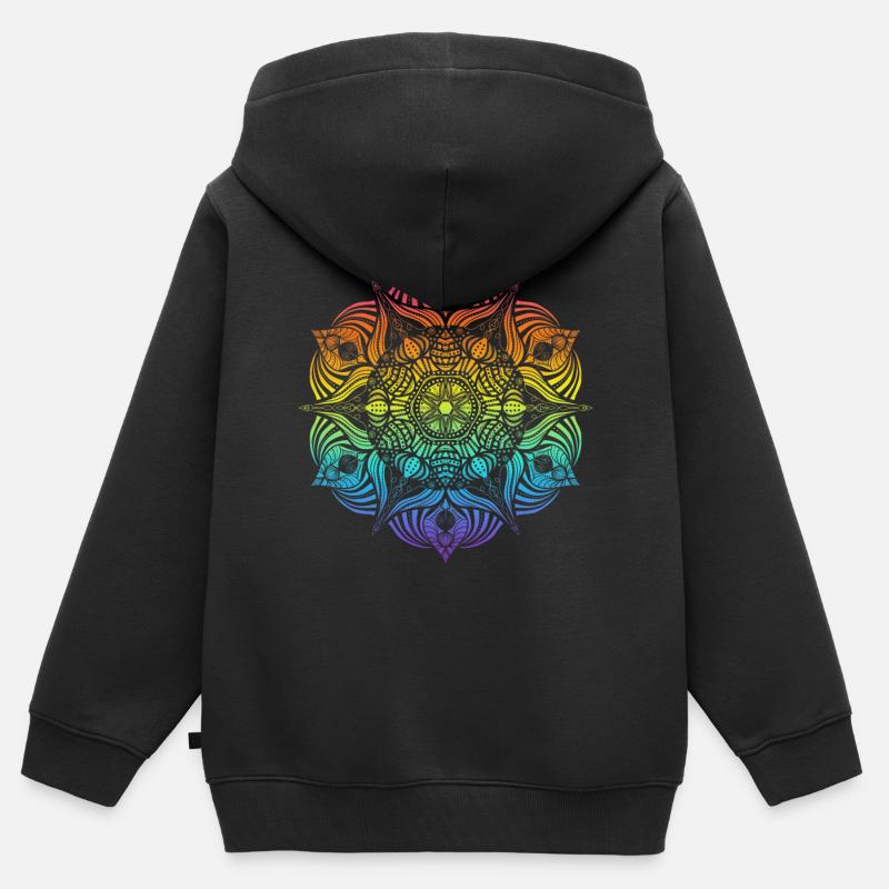 Mandala - Kids Premium Organic Zip-up Hoodie - black