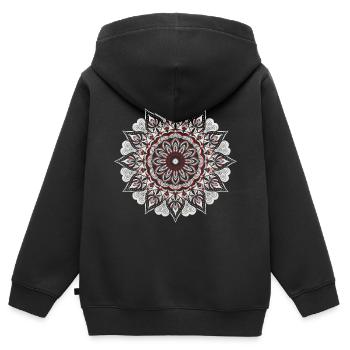 Mandala - Sweat Premium à capuche zippé enfant bio - noir - Dos - AI Model Kid Male (0cm)