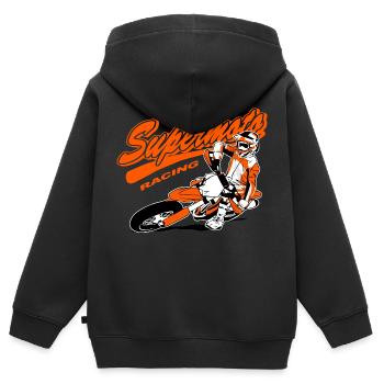 Supermoto Racing - Kinder Premium Organic Zip Hoodie - Schwarz - Hinten - AI Model Kid Male (0cm)