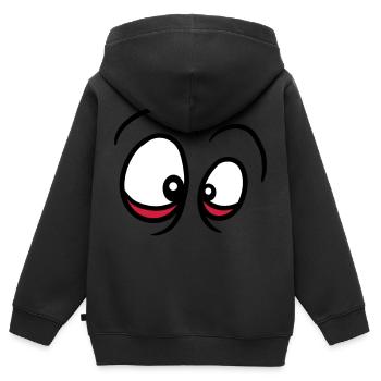 augenringe gucken sehen verruecktes gesicht augen - Kinder Premium Organic Zip Hoodie - Schwarz - Hinten - AI Model Kid Male (0cm)