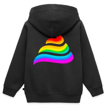 Licorne, merde, merde, Festival, fête de l’ - Sweat Premium à capuche zippé enfant bio - noir - Dos - AI Model Kid Male (0cm)