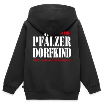 Pfälzer Dorfkind Pfalzkind Pfalz - Kinder Premium Organic Zip Hoodie - Schwarz - Hinten - AI Model Kid Male (0cm)