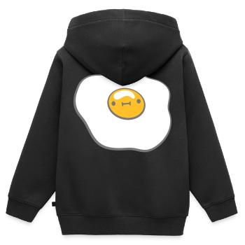 Oeuf au plat avec visage - Sweat Premium à capuche zippé enfant bio - noir - Dos - AI Model Kid Male (0cm)