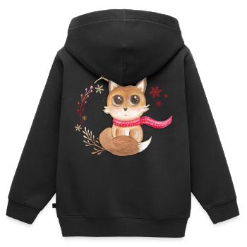 Baby Fuchs - Kinder Premium Organic Zip Hoodie - Schwarz - Hinten - AI Model Kid Male (0cm)