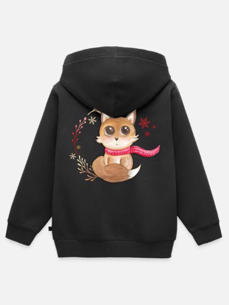 Bébé Renard - Sweat Premium à capuche zippé enfant bio - noir