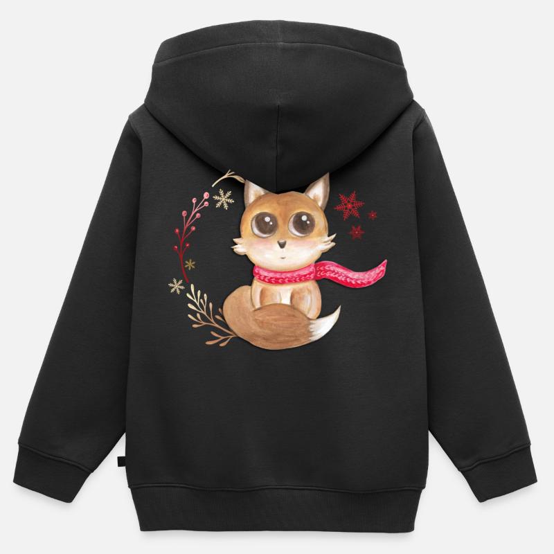 Bébé Renard - Sweat Premium à capuche zippé enfant bio - noir