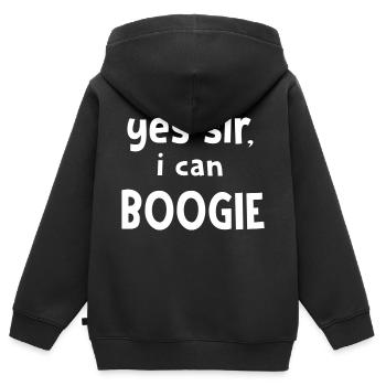 ja, mein Herr, ich kann Boogie tanzen - Kinder Premium Organic Zip Hoodie - Schwarz - Hinten - AI Model Kid Male (0cm)