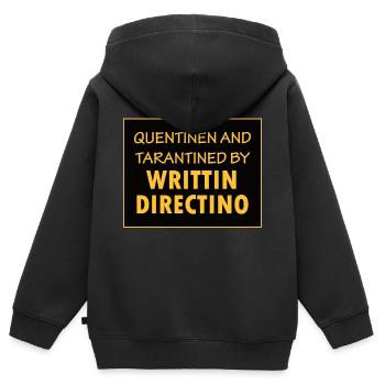 Quentinen und Tarantined von Writtin Directino - Kinder Premium Organic Zip Hoodie - Schwarz - Hinten - AI Model Kid Male (0cm)