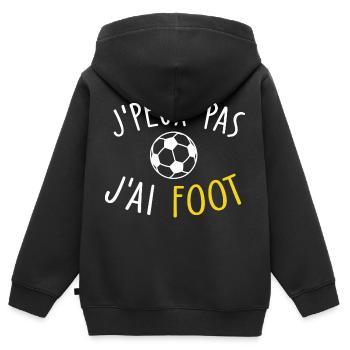 je peux pas j'ai foot - Sweat Premium à capuche zippé enfant bio - noir - Dos - AI Model Kid Male (0cm)