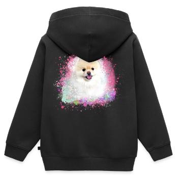 pomerian,zwergspitz ,spitz,hund, Graffiti ,Malerei - Kinder Premium Organic Zip Hoodie - Schwarz - Hinten - AI Model Kid Male (0cm)