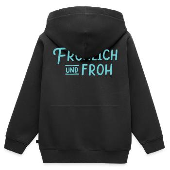 joyeux joie idée de cadeau idée plaisir plaisir - Sweat Premium à capuche zippé enfant bio - noir - Dos - AI Model Kid Male (0cm)