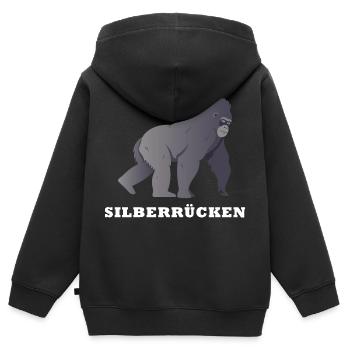 Silberrücken | Gorilla - Kinder Premium Organic Zip Hoodie - Schwarz - Hinten - AI Model Kid Male (0cm)