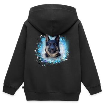 Samojede, Akita, Husky,chien, race de chien, graffiti - Sweat Premium à capuche zippé enfant bio - noir - Dos - AI Model Kid Male (0cm)