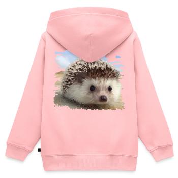 Hérisson - Sweat Premium à capuche zippé enfant bio - rose - Dos - AI Model Kid Female (0cm)